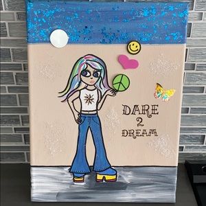 Hippie Girl Painting Wall Art Peace